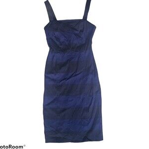 BANANA REPUBLIC Navy & Black Striped "Denim" Dress